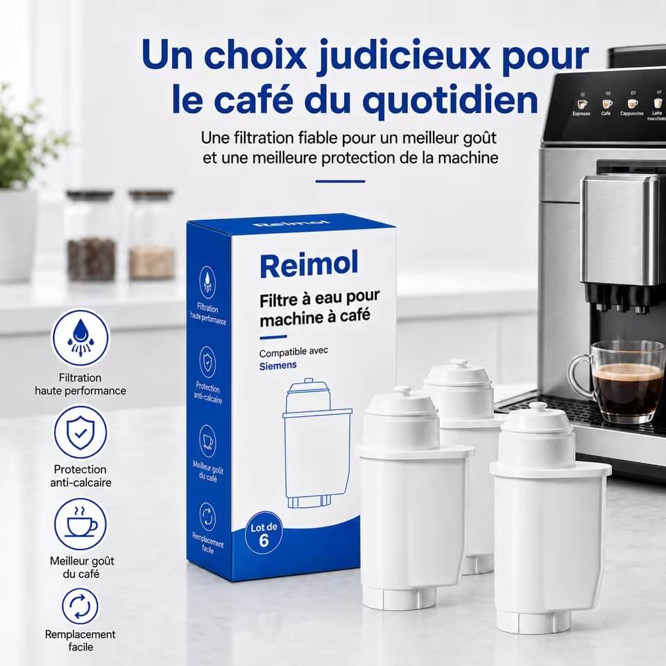 Osmérix – Lot de 6 Filtres à Eau pour Machines à Café Siemens EQ, Bosch et Brita Intenza