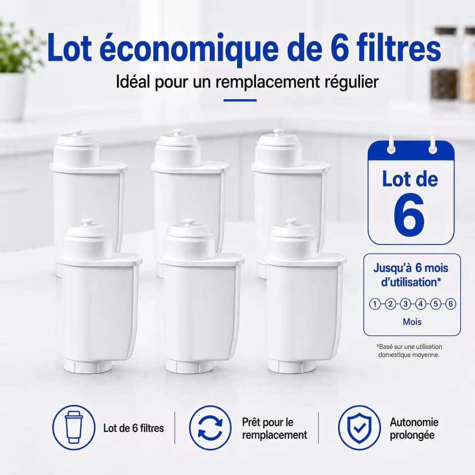 Osmérix – Lot de 6 Filtres à Eau pour Machines à Café Siemens EQ, Bosch et Brita Intenza