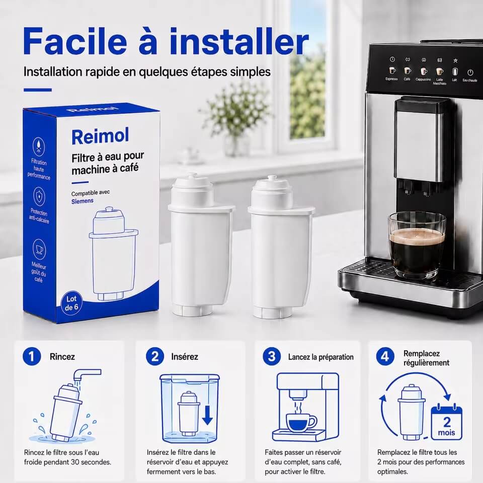 Osmérix – Lot de 6 Filtres à Eau pour Machines à Café Siemens EQ, Bosch et Brita Intenza