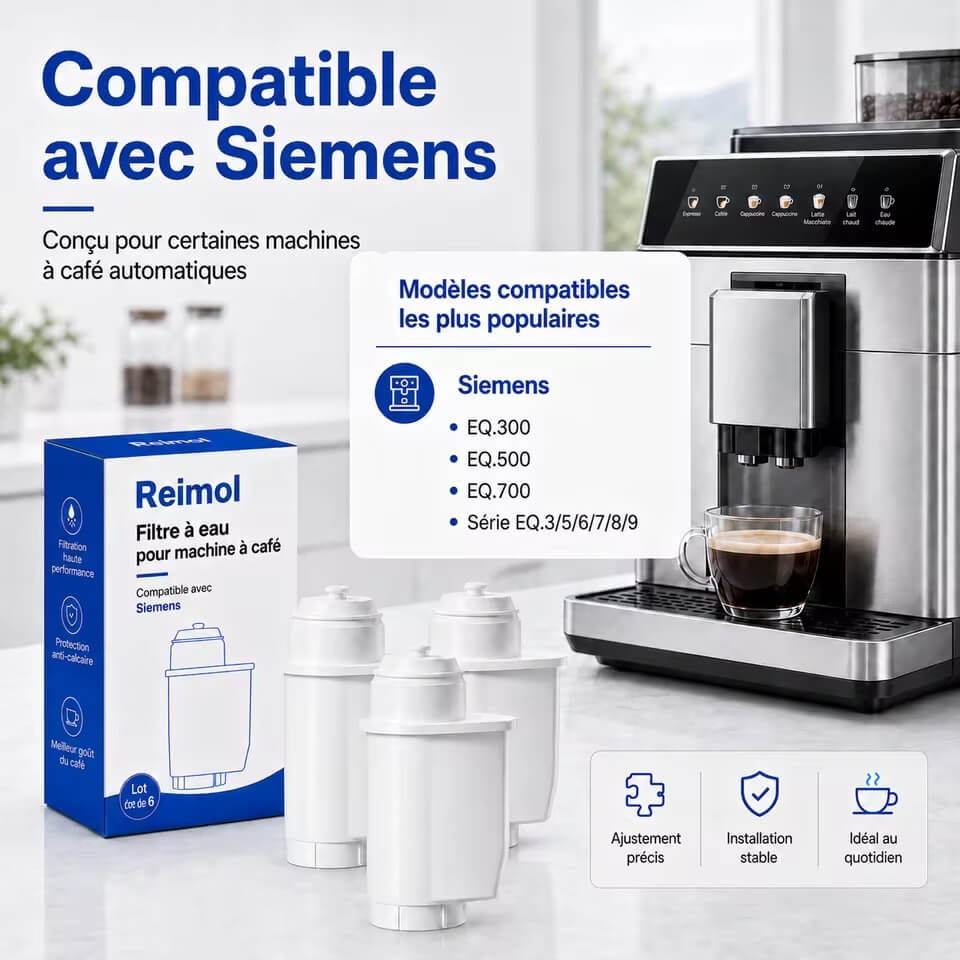 Osmérix – Lot de 6 Filtres à Eau pour Machines à Café Siemens EQ, Bosch et Brita Intenza
