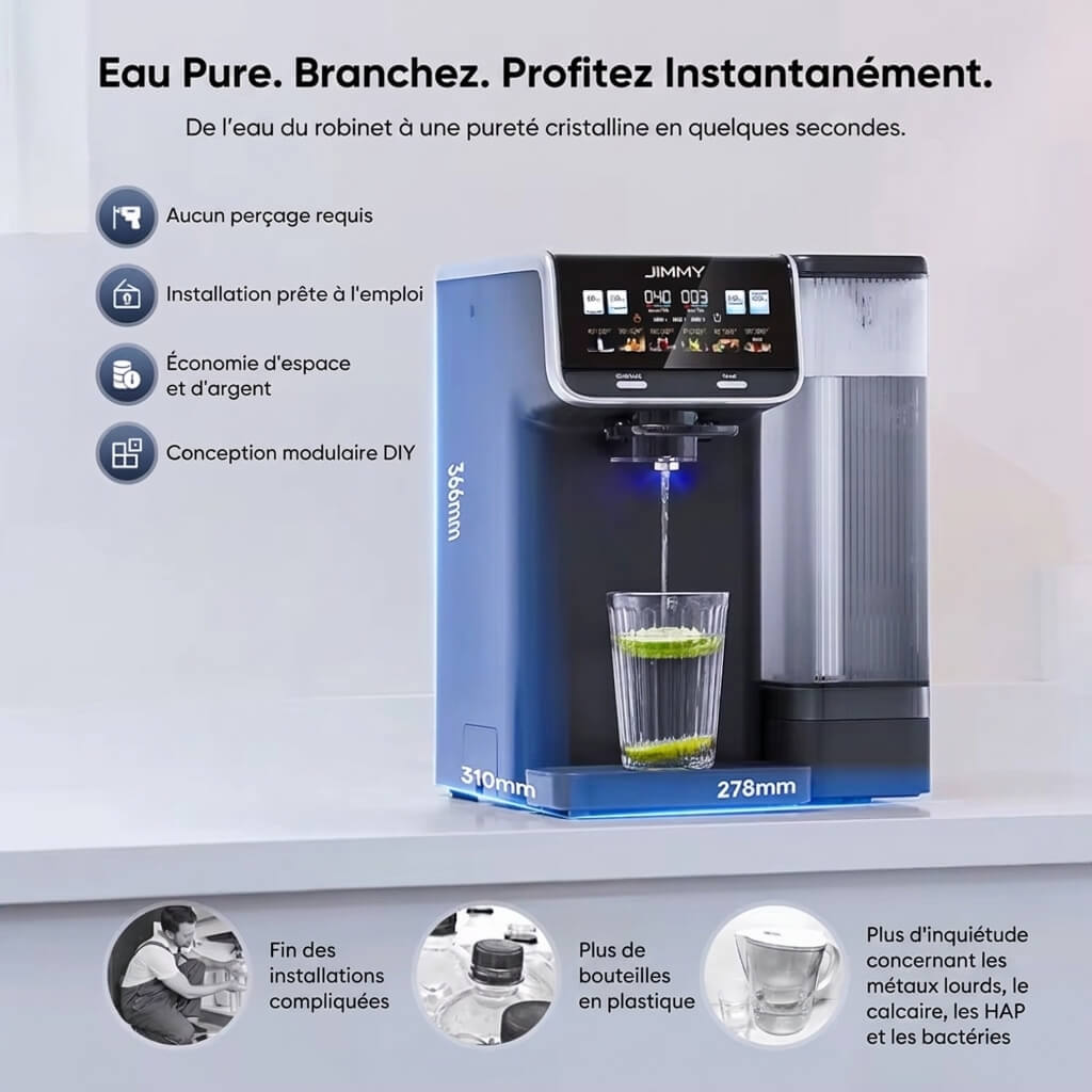 Osmérix – Purificateur d’Eau par Osmose Inverse de Comptoir 7 Étapes, Chauffage Instantané et Réservoir 5 L