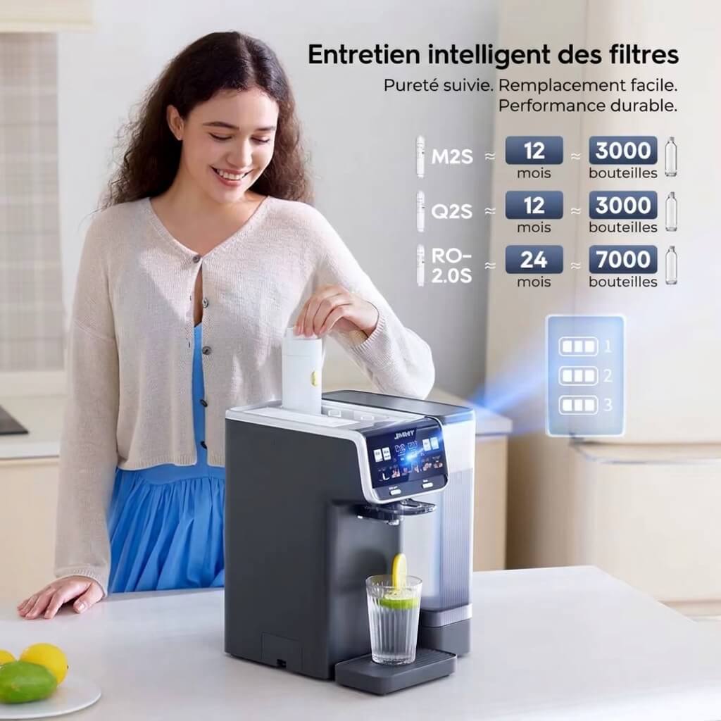 Osmérix – Purificateur d’Eau par Osmose Inverse de Comptoir 7 Étapes, Chauffage Instantané et Réservoir 5 L