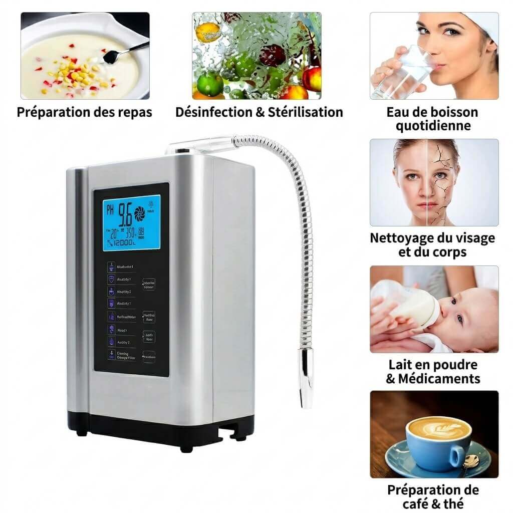 Osmérix – Générateur d’Eau Hydrogénée et Ioniseur d’Eau Alcaline, avec Réglage du pH de 3,5 à 10,5