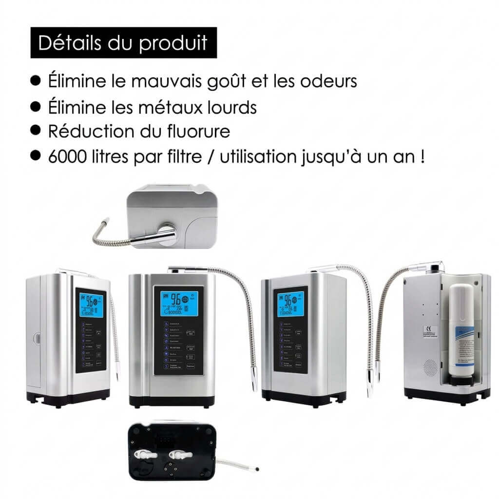 Osmérix – Générateur d’Eau Hydrogénée et Ioniseur d’Eau Alcaline, avec Réglage du pH de 3,5 à 10,5