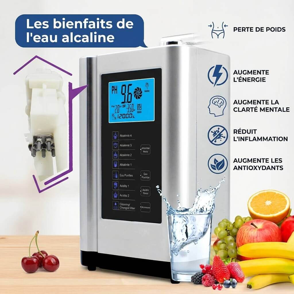 Osmérix – Générateur d’Eau Hydrogénée et Ioniseur d’Eau Alcaline, avec Réglage du pH de 3,5 à 10,5