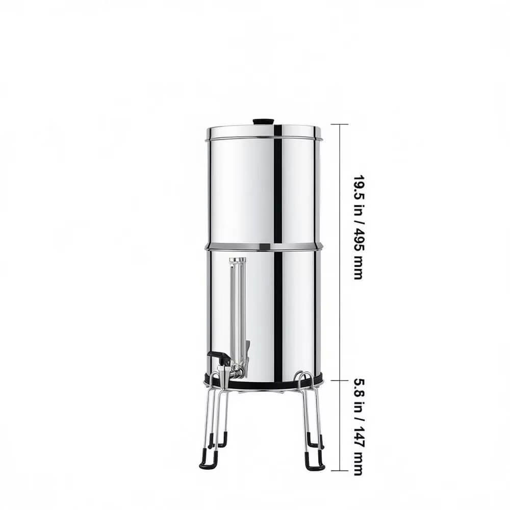 Osmérix – Filtre à Eau par Gravité en Acier Inoxydable, 2 Réservoirs de 7,8 L et 8,5 L avec 2 Filtres Céramique et Charbon Actif