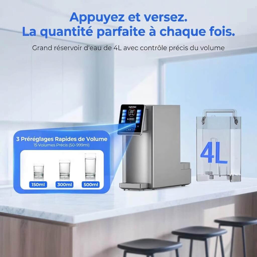 Osmérix Hydrofast W100 – Purificateur d’Eau par Osmose Inverse avec Eau Chaude Instantanée, 6 Étapes de Filtration et 8 Températures