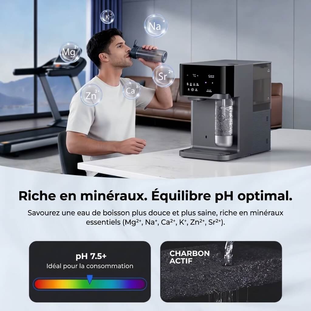 Machine d'ionisation d'eau alcaline, plaques revêtues de platine 7/11, filtre purificateur d'eau à pH réglable, processeur d'eau d'électrolyse pour comptoir, pour l'eau potable à la maison