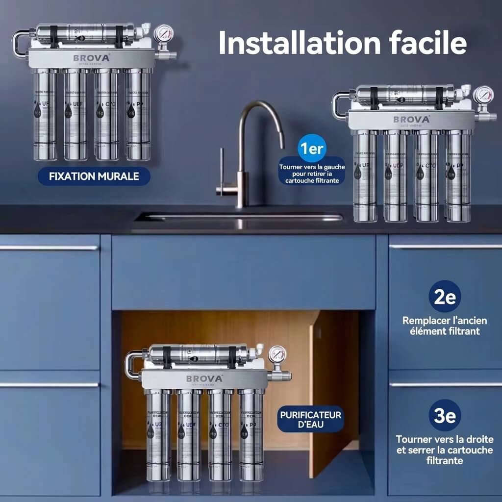 Osmérix – Système de Purification d’Eau par Ultrafiltration en 5 Étapes avec Filtre à Charbon Actif Anti-Tartre pour la Cuisine