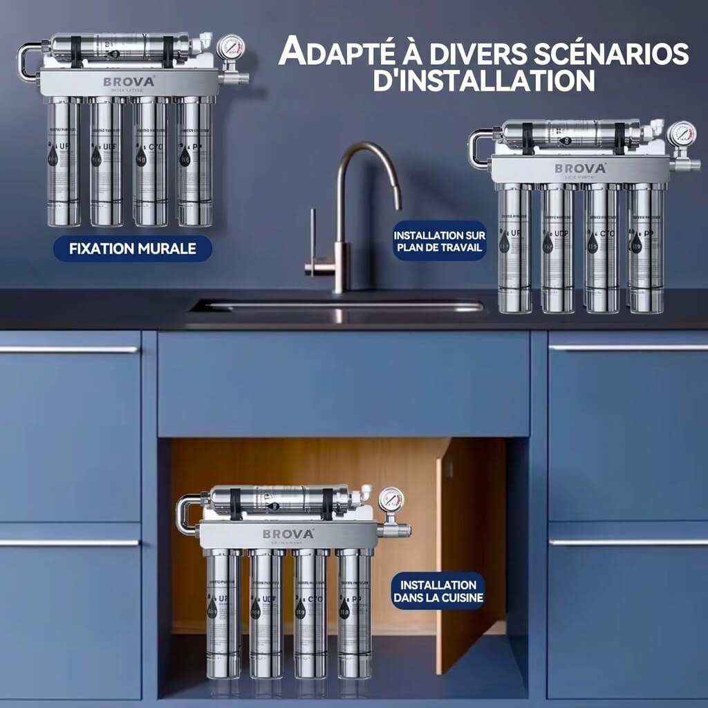 Osmérix – Système de Purification d’Eau par Ultrafiltration en 5 Étapes avec Filtre à Charbon Actif Anti-Tartre pour la Cuisine